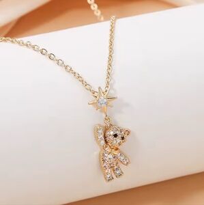 Gold Teddy Bear Necklace